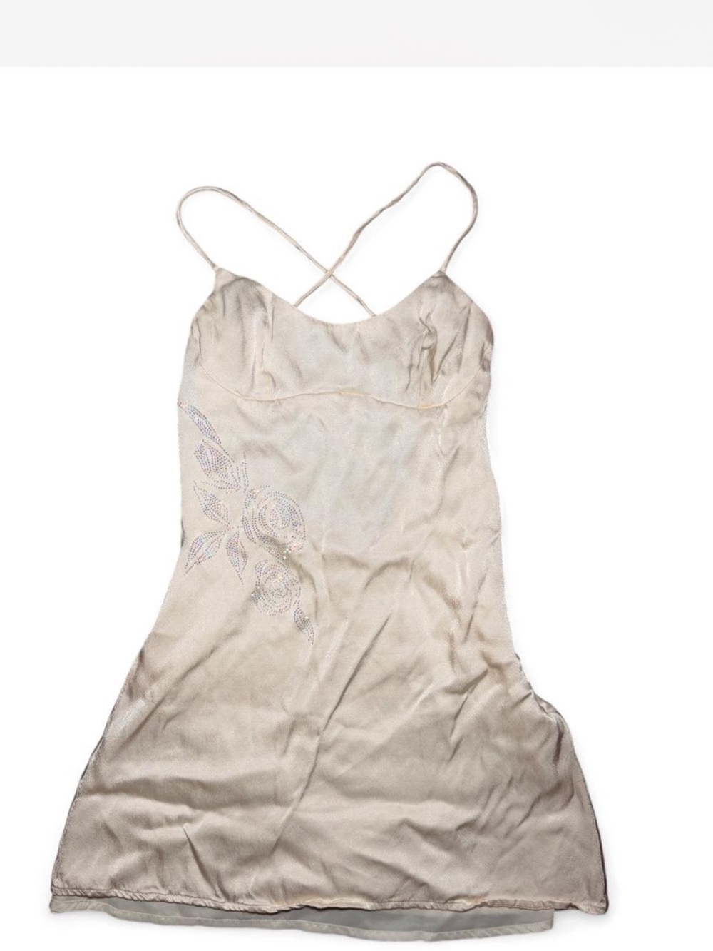 Princess Polly Cream Satin minidress with rhinestone Detail